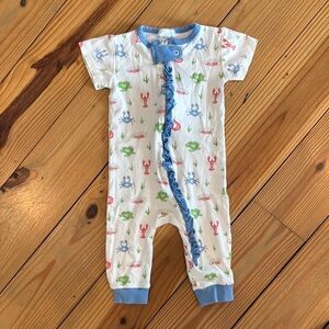 Kids One Piece with Blue Trim and Fun Print
